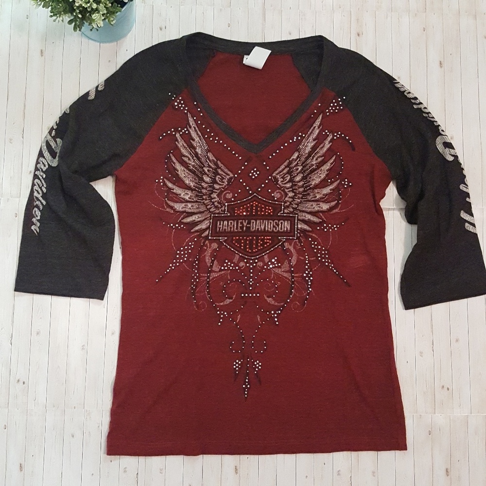 HARLEY DAVIDSON | Spellout Sleeve 3/4 Shirt
